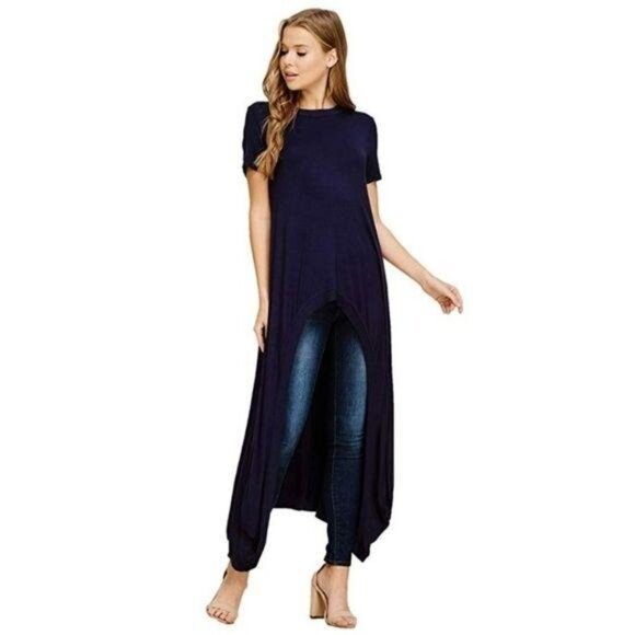 Annabelle Short Sleeve Hi-Lo Maxi Tunic - Picture 3 of 9
